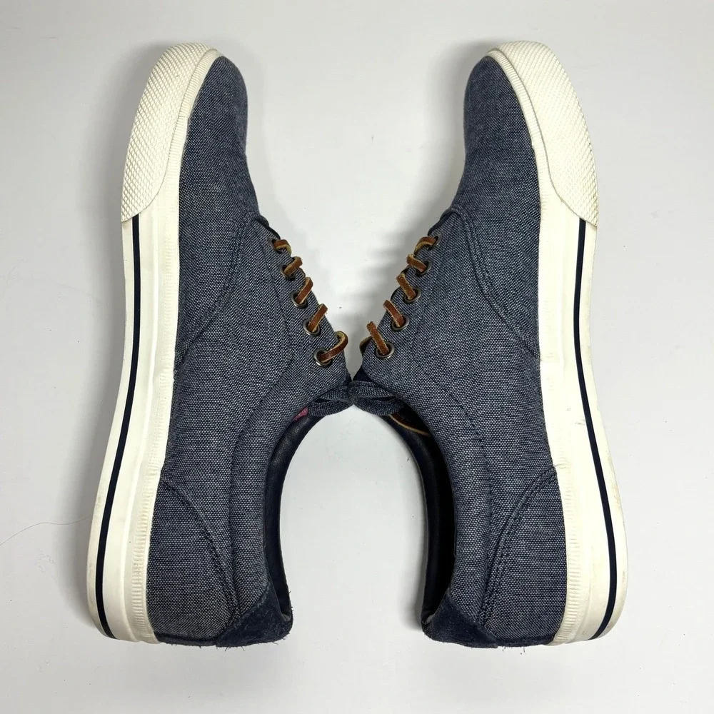 Polo Ralph Lauren Men 10 Vaughn Denim Blue Chambray Preppy Tennis Shoes Sneakers